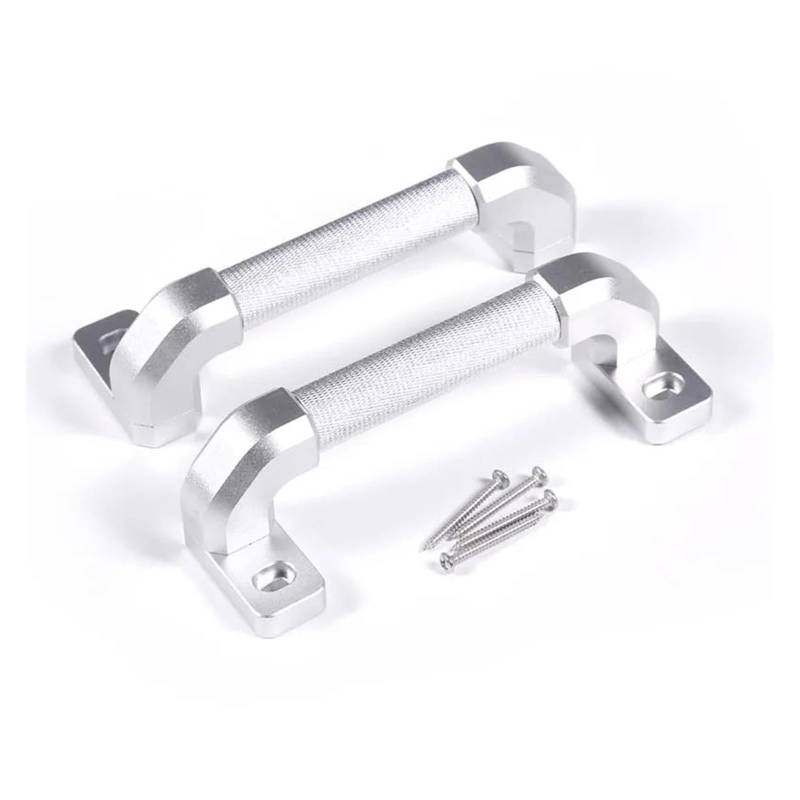 Interieur Zubehör Für Land Für Rover Für Defender 110 2004-2018 Autoinnenraum Aluminiumlegierung Schwarz Innentürgriffverkleidung 2 STK Auto Innenraum(Style B Silver) von WEIFANAA