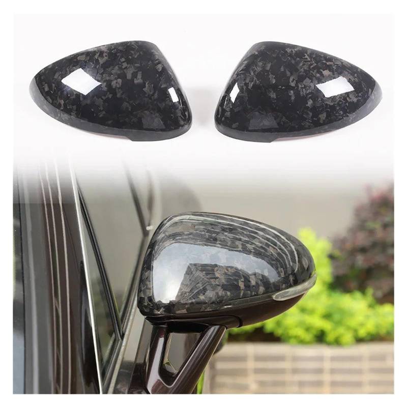 Interieur Zubehör Für Macan 2014-2023 Carbon Fiber Auto Rückspiegel Abdeckung Trim Aufkleber Auto Zubehör 2PCS Auto Innenraum(Forged Pattern) von WEIFANAA