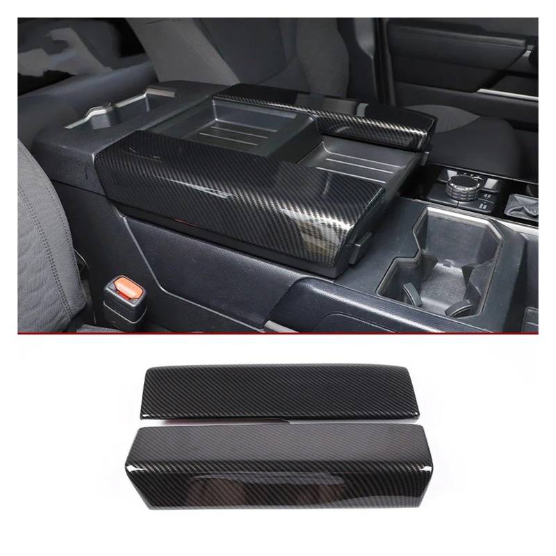 Interieur Zubehör Für Toyota Für Tundra Für Sequoia 2022-2023 ABS Auto Center Console Armlehne Box Schutzhülle Aufkleber Trim Auto Innen Teile Auto Innenraum(Carbon Fiber) von WEIFANAA