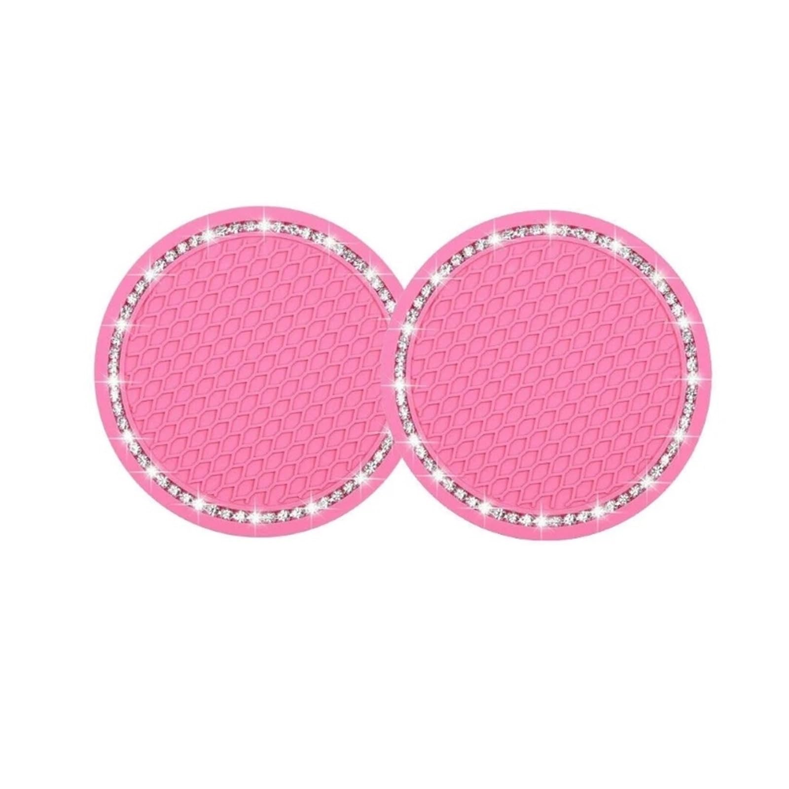 Interieur Zubehör Universal 2 STK 7cm PVC Getränkehalter Matte Auto Untersetzer Pad Getränkehalter Matte Strass Auto Innenausstattung 2Stk Auto Innenraum(Pink) von WEIFANAA