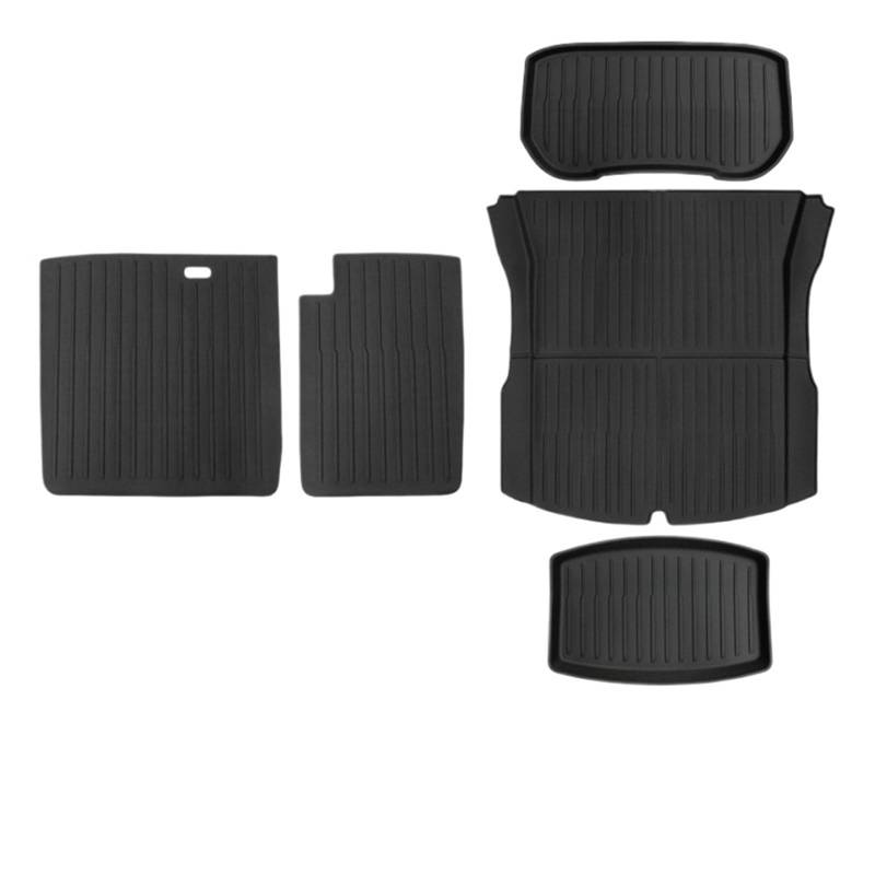 WEIFANAA Kofferraummatten Für Tesla Für Modell 3 2024 Für Highland Fußmatten Cargo Liner wasserdichte Anti-Rutsch-Kofferraummatte TPE-Pads Auto Kofferraummatten(5pcs Set) von WEIFANAA