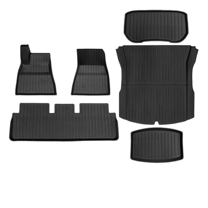 WEIFANAA Kofferraummatten Für Tesla Für Modell 3 2024 Für Highland Fußmatten Cargo Liner wasserdichte Anti-Rutsch-Kofferraummatte TPE-Pads Auto Kofferraummatten(6pcs LHD) von WEIFANAA