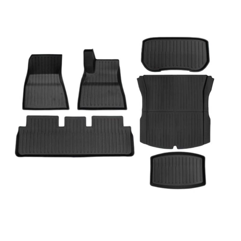 WEIFANAA Kofferraummatten Für Tesla Für Modell 3 2024 Für Highland Fußmatten Cargo Liner wasserdichte Anti-Rutsch-Kofferraummatte TPE-Pads Auto Kofferraummatten(6pcs RHD) von WEIFANAA