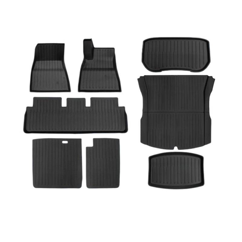 WEIFANAA Kofferraummatten Für Tesla Für Modell 3 2024 Für Highland Fußmatten Cargo Liner wasserdichte Anti-Rutsch-Kofferraummatte TPE-Pads Auto Kofferraummatten(8pcs RHD) von WEIFANAA