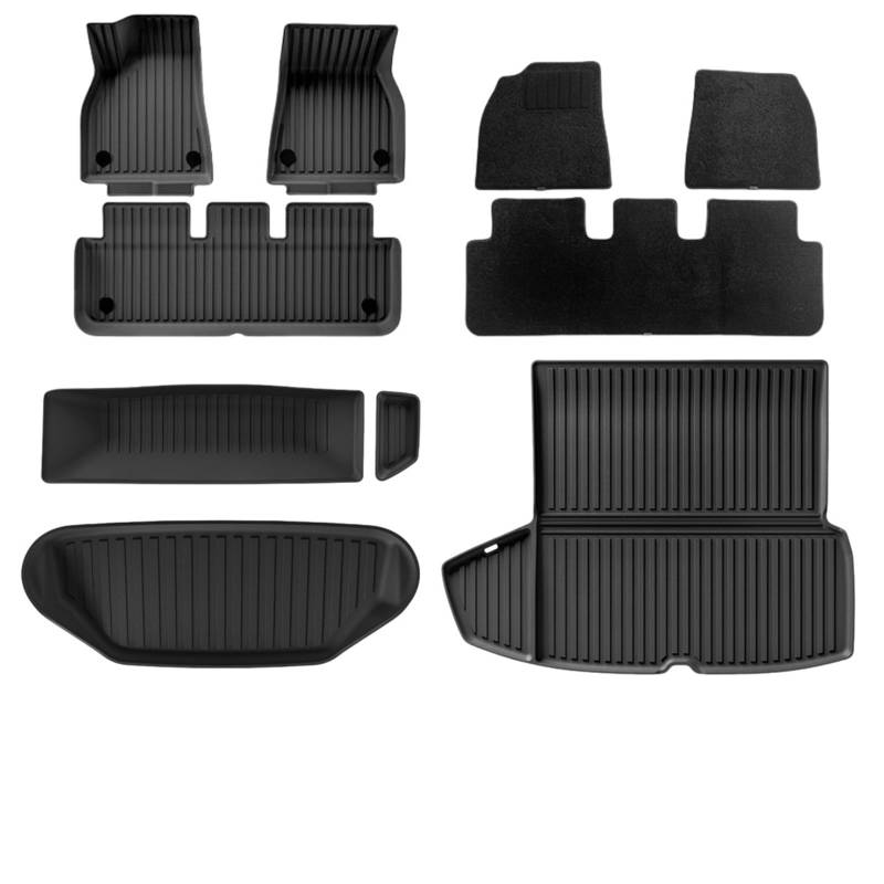 WEIFANAA Kofferraummatten Für Tesla Für Modell S 2021-2024 3D-Laderaummatten Allwetter-Automatten Anti-Rutsch-Kofferraummatte Bodenteppiche Auto Kofferraummatten(10pcs Full Set) von WEIFANAA