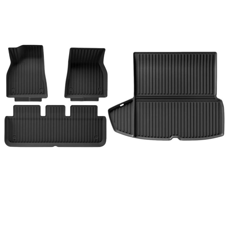 WEIFANAA Kofferraummatten Für Tesla Für Modell S 2021-2024 3D-Laderaummatten Allwetter-Automatten Anti-Rutsch-Kofferraummatte Bodenteppiche Auto Kofferraummatten(4pcs Set) von WEIFANAA
