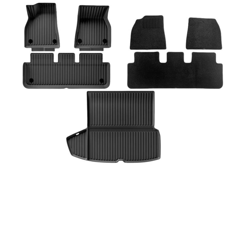 WEIFANAA Kofferraummatten Für Tesla Für Modell S 2021-2024 3D-Laderaummatten Allwetter-Automatten Anti-Rutsch-Kofferraummatte Bodenteppiche Auto Kofferraummatten(7pcs Set) von WEIFANAA