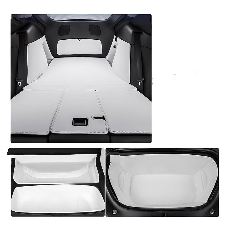 WEIFANAA Kofferraummatten Für Tesla Für Modell Y Für Modell 3 Für Highland Kofferraum Leder Innen Kofferraummattensatz Vordere Kofferraumaufbewahrungsbox Matte Auto Kofferraummatten(Trunk mat Set,3) von WEIFANAA
