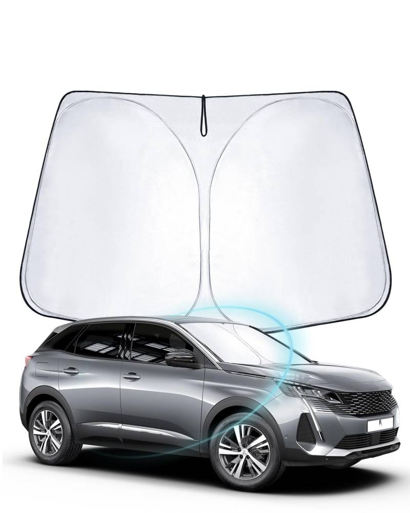 WEIPIN Sonnenschutz Frontscheibe kompatibel mit Peugeo-t 3008 5008 2016-2023, 2024 Windschutzscheibe Sonnenschirm Sonnenblende für 3008 mit UV Schutz, Abkühlung, Innenraum Schütz von WEIPIN