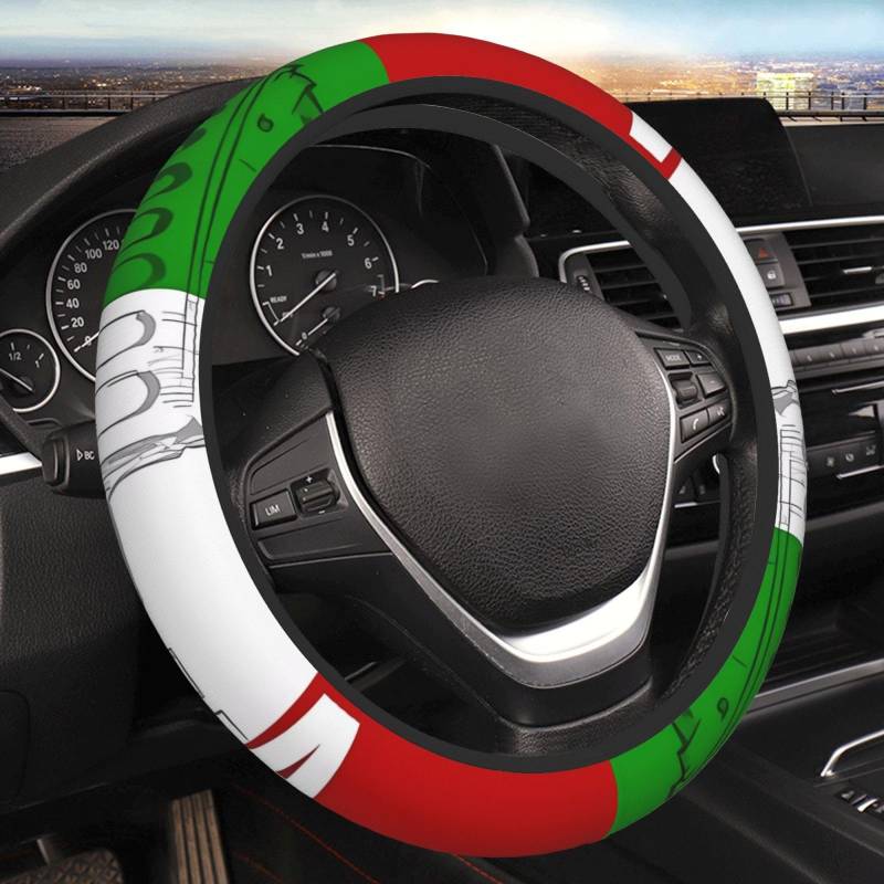Auto Lenkradbezug Für Alle Modelle Römische Italienische Flagge Elastische Lenkradschoner Anti-Rutsch Dekoration Protector Für Frau Mann Auto Radschutz Einheitsgröße von WEISI