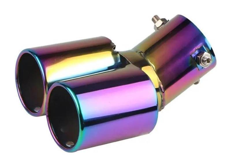 Auto Endrohre Auto Auspuff Endrohr Spitze Auto Auspuff Spitze Schalldämpfer Auto Auspuff EndrohreDoppel Rohre Runde Auspuff Für Fahrzeug(Curved flat mouth) von WEKPOPMEVL