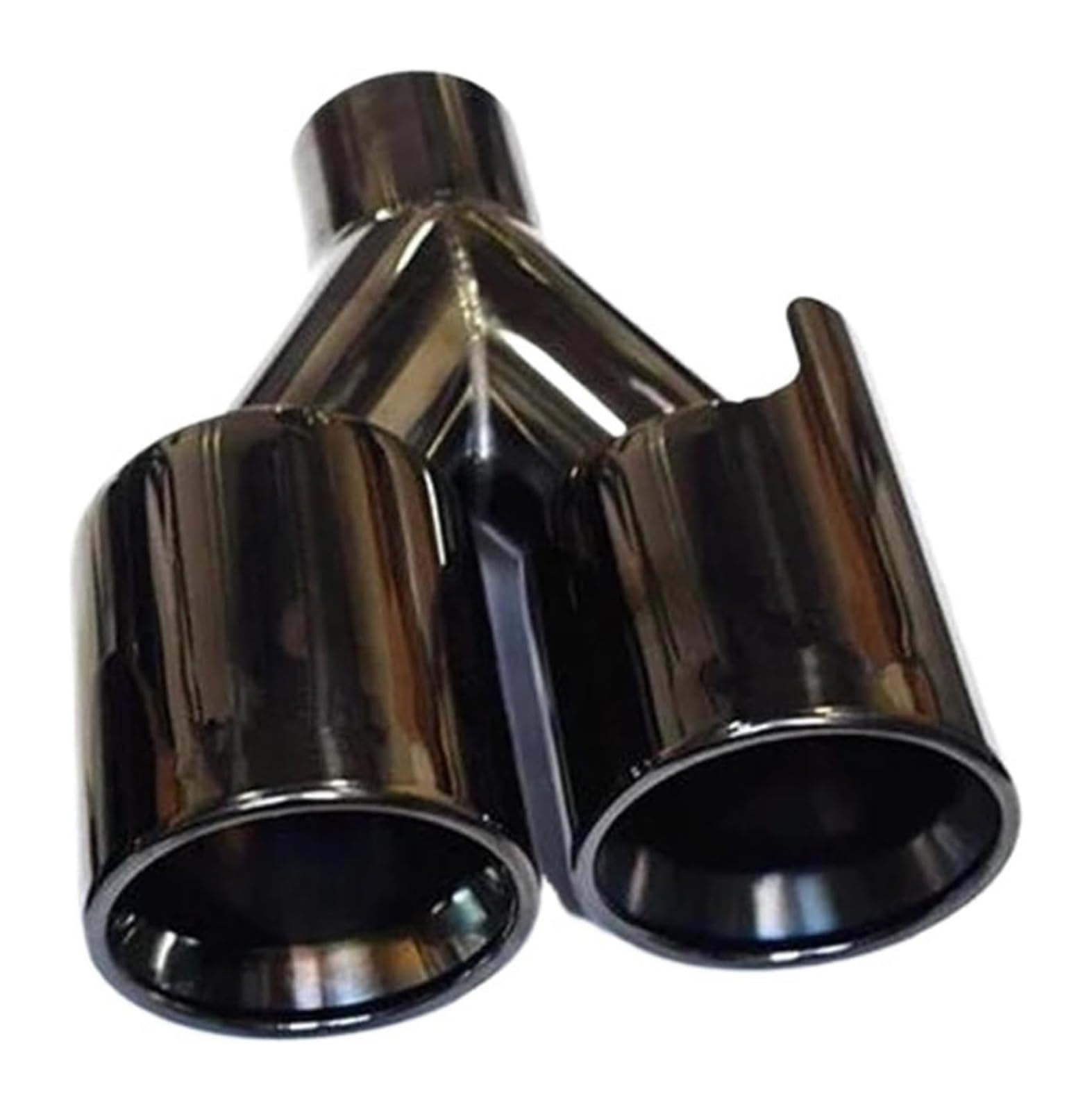Auto Endrohre Auto-Auspuffrohr-Endrohrspitze Außendurchmesser 89 Mm Universal-Auspuffanlage Doppelauslass Auto-Doppelschalldämpferrohr Autozubehör(BLACK Right Type) von WEKPOPMEVL