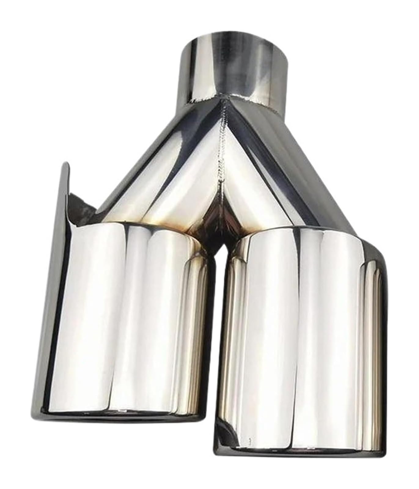 Auto Endrohre Auto-Auspuffrohr-Endrohrspitze Außendurchmesser 89 Mm Universal-Auspuffanlage Doppelauslass Auto-Doppelschalldämpferrohr Autozubehör(Silver Left Type) von WEKPOPMEVL