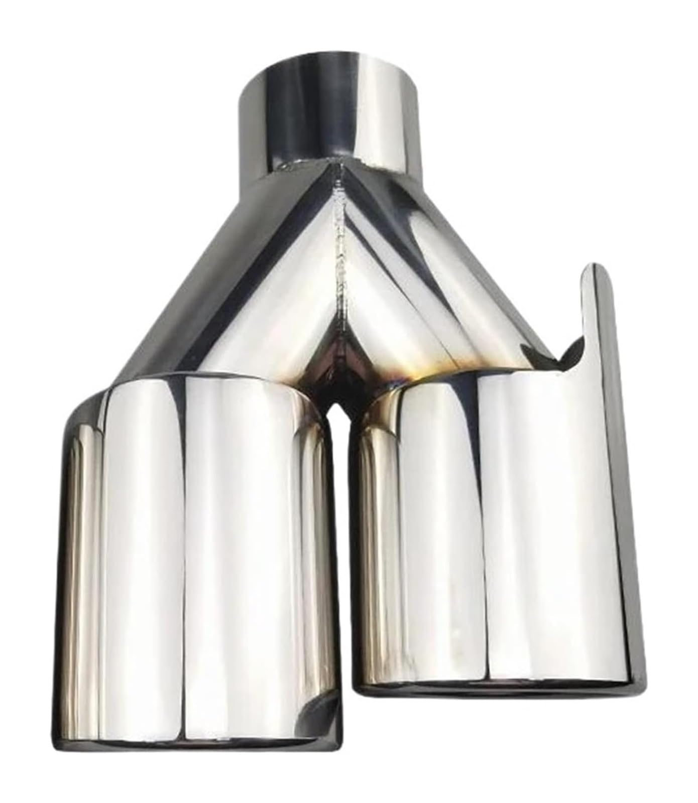Auto Endrohre Auto-Auspuffrohr-Endrohrspitze Außendurchmesser 89 Mm Universal-Auspuffanlage Doppelauslass Auto-Doppelschalldämpferrohr Autozubehör(Silver Right Type) von WEKPOPMEVL