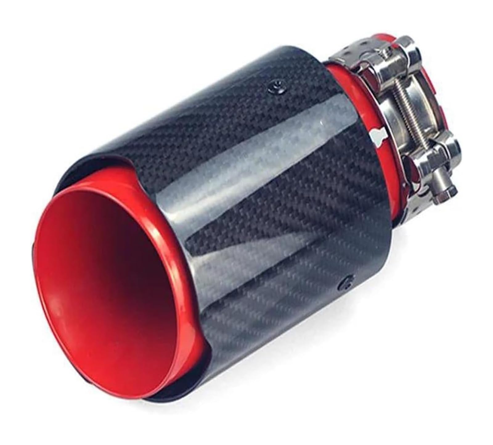 Auto Endrohre Auto-Auspuffrohr-Endrohrspitze Glänzende Kohlefaser-Auto-Auspuffrohr Modifiziertes Universalzubehör Schalldämpfer-Endrohrspitze(RED In60-Out76) von WEKPOPMEVL