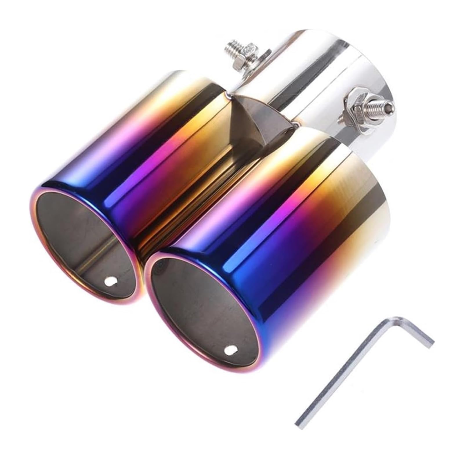 Auto Endrohre Auto Schalldämpfer Endrohr Auto Schwanz Throat Modifizierte Auspuffrohr Silber Farbe Doppel Outlets Endrohr Schwanz Abdeckung Auto Auspuff Spitze(3) von WEKPOPMEVL