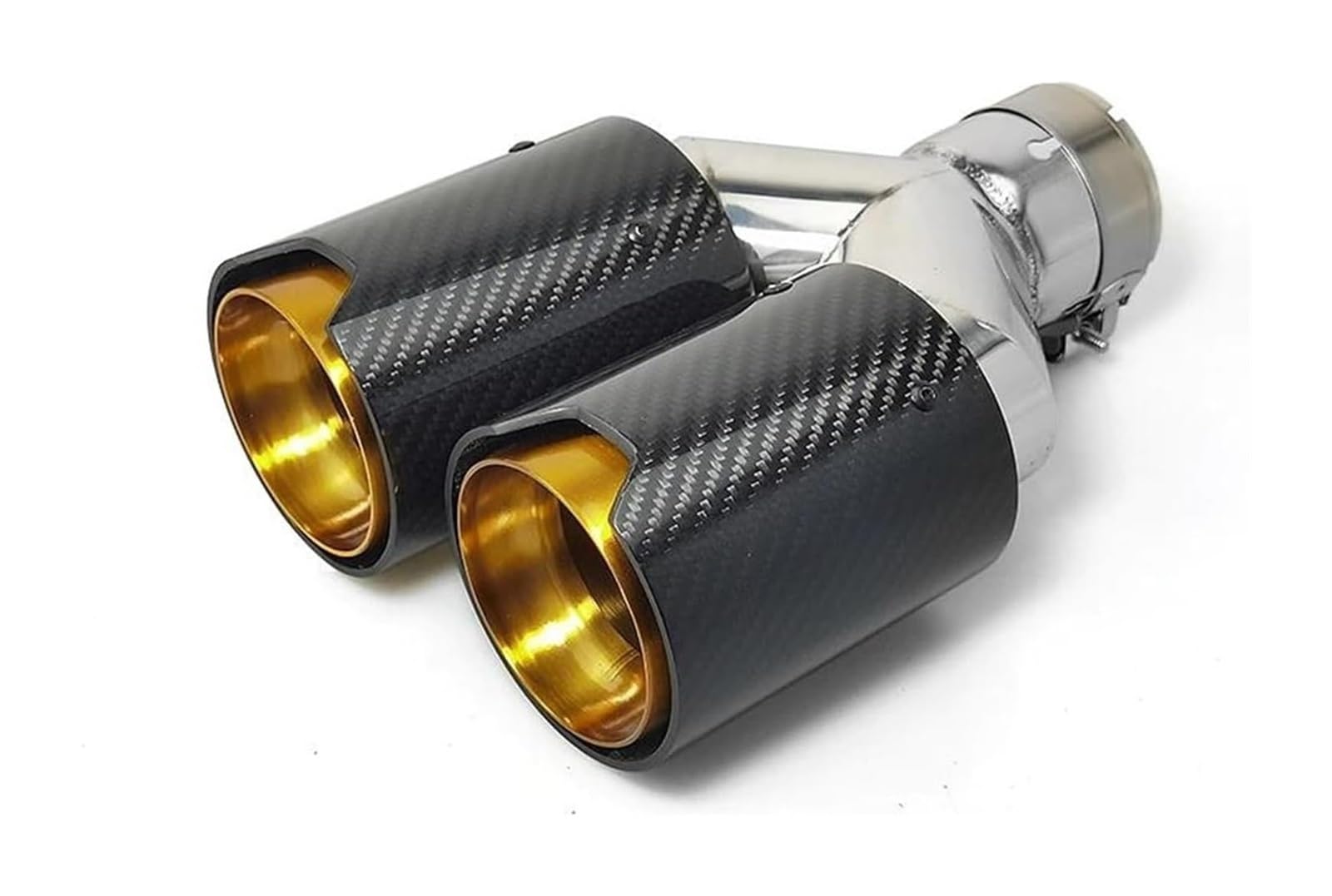 Auto Endrohre Für B&MW-Serie Auto-Auspuffrohr-Endrohrspitze Double-Out-Schalldämpfer Goldener Edelstahl Universal-Auspuffspitzen Endrohre(Left 60mm) von WEKPOPMEVL