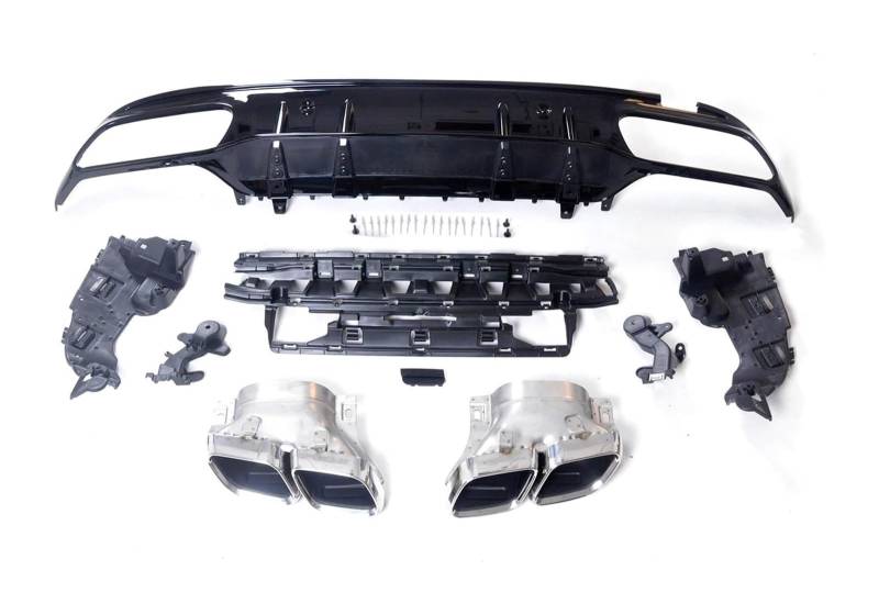 Auto Endrohre Für B&enz Für W205 Für C-Klasse Für AMG Limousine 4 Tür 2015-2021 Für C63 Stil Heckstoßstange Diffusor Spoiler Lippe Auspuffrohrspitze(Silber) von WEKPOPMEVL