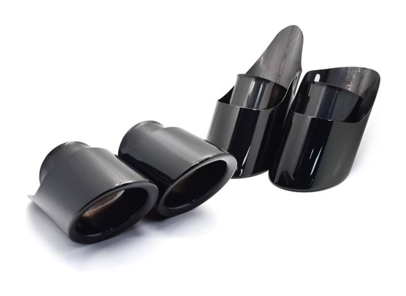 Auto Endrohre Für Macan 3,0 T 2019 Schalldämpfer Spitze Edelstahl Auspuffrohr Silber Schwarz Endrohr Auto Stecker In Düse Auto Auspuff Spitze(4 PCS Black A) von WEKPOPMEVL