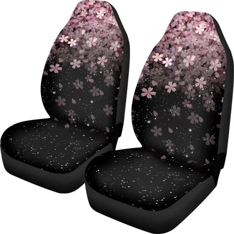WELLFLYHOM Sakura Autozubehör Sitzbezug für Autos für Frauen Kirschblüten Vordersitze Abdeckungen Schalenschutz Universal Fit SUV LKW Limousine Mädchen Interioe Dekor für Autos von WELLFLYHOM