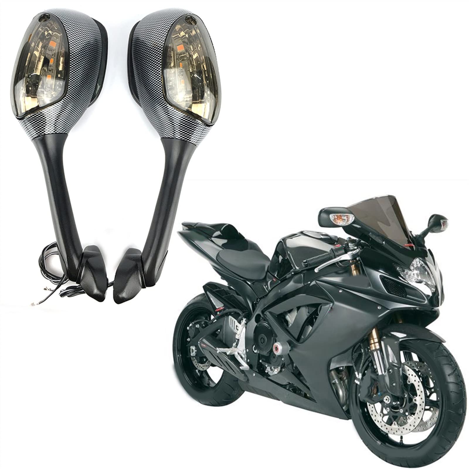 WELSAA Zubehör Motorrad Rückspiegel Für Suzuki GSXR 600 750 1000 LED Blinker Licht Spiegel 2005 2006 2007 2008 2009-10 K6 K7 K8, zhongyi888 WELSAA Zubehör Motorrad Rückspiegel Für Suzuki GSXR 600 750 1000 LED Blinker Licht Spiegel 2005 2006 2007 2008 2009-10 K6 K7 K8, zhongyi888 von WELSAA