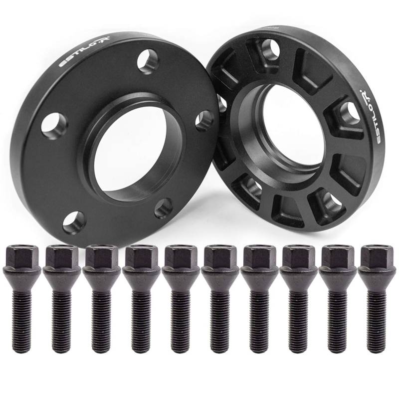 Estilo-R Spurverbreiterung mit ABE 20mm/Rad LK 120/5 ZBD 72,6 schwarz eloxiert mit Schrauben M12x1,5 Kegel 47mm von WEMAR Autozubehör GmbH