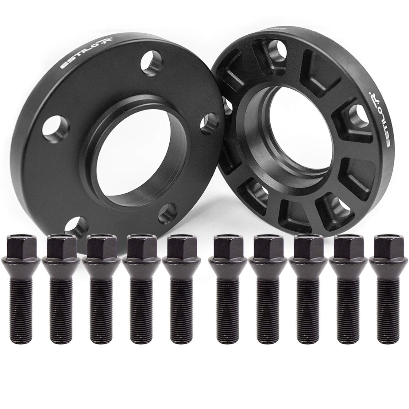 Estilo-R Spurverbreiterung mit ABE 20mm/Rad LK 120/5 ZBD 72,6 schwarz eloxiert mit Schrauben M14x1,5 Kegel 47mm Estilo-R Spurverbreiterung mit ABE 20mm/Rad LK 120/5 ZBD 72,6 schwarz eloxiert mit Schrauben M14x1,5 Kegel 47mm von WEMAR Autozubehör GmbH
