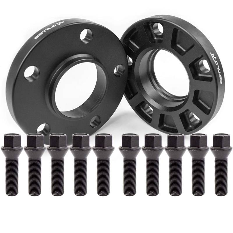 Estilo-R Spurverbreiterung mit ABE 20mm/Rad LK 120/5 ZBD 72,6 schwarz eloxiert mit Schrauben M14x1,5 Kegel 47mm von WEMAR Autozubehör GmbH