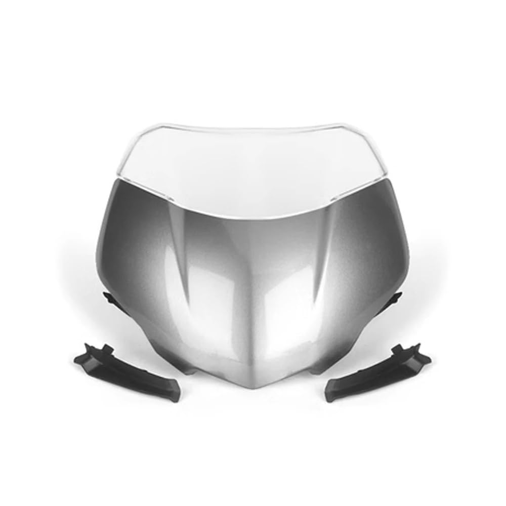 Windschutzscheibe Windabweiser Für Street Triple 765RS Moto2 2023 Motorrad Frontscheibe Windschutzscheibe Visier Windschutz Schild Spoiler Deflektor(Pearl Grey Glow Set) von WENDMY