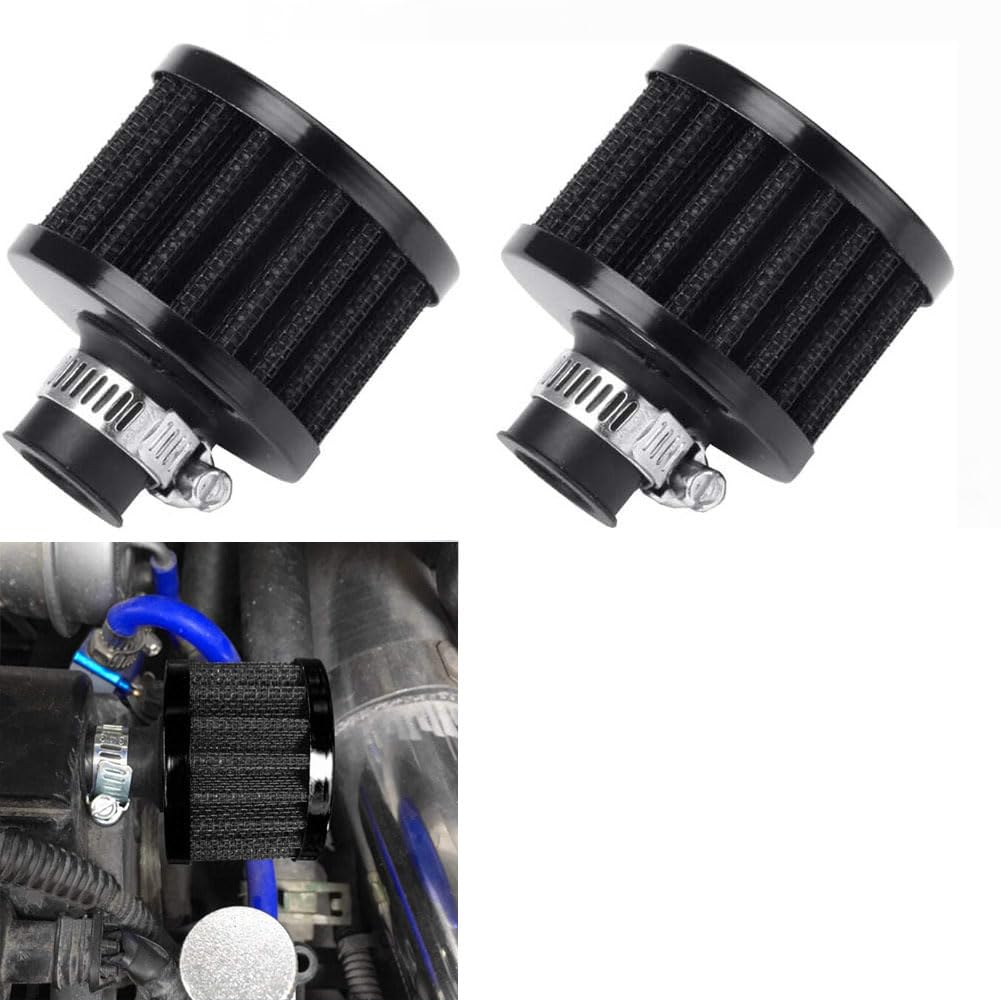 2 x 12mm Motorrad Luftfilter，Mini Air Intake Luftfilter Ansaugclip Gummi Sportluftfilter Ansaugluftfilter für Motorrad Auto schwarz (Black) von WENJING