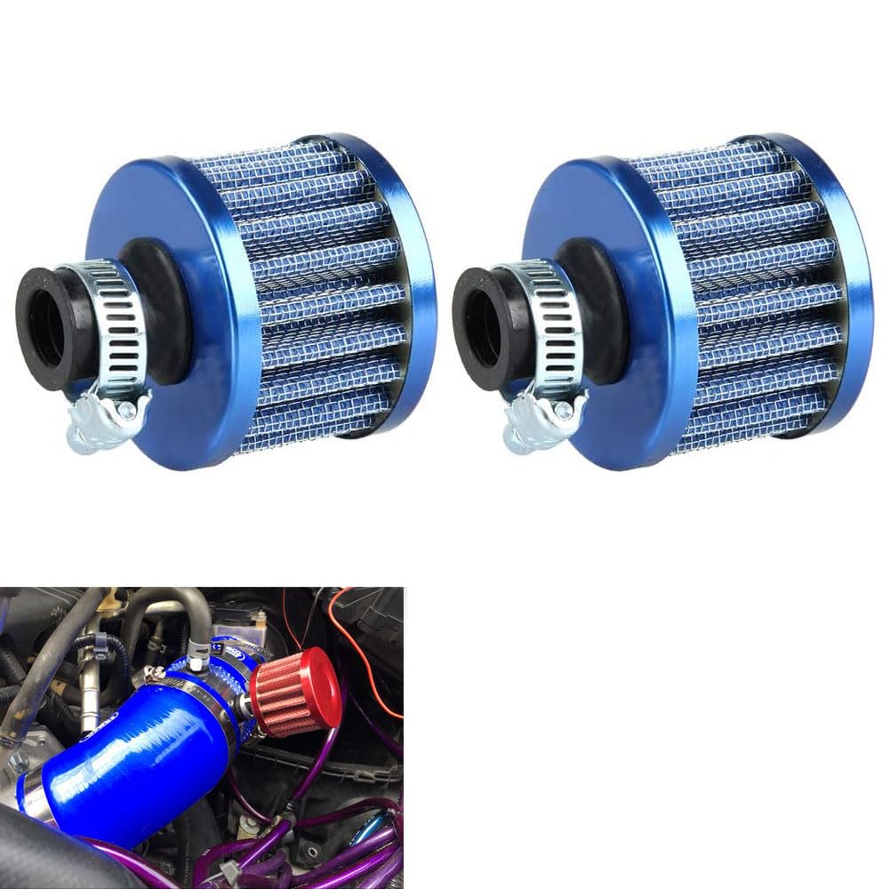 2 x 12mm Motorrad Luftfilter，Mini Air Intake Luftfilter Ansaugclip Gummi Sportluftfilter Ansaugluftfilter für Motorrad Auto schwarz (Blue) von WENJING