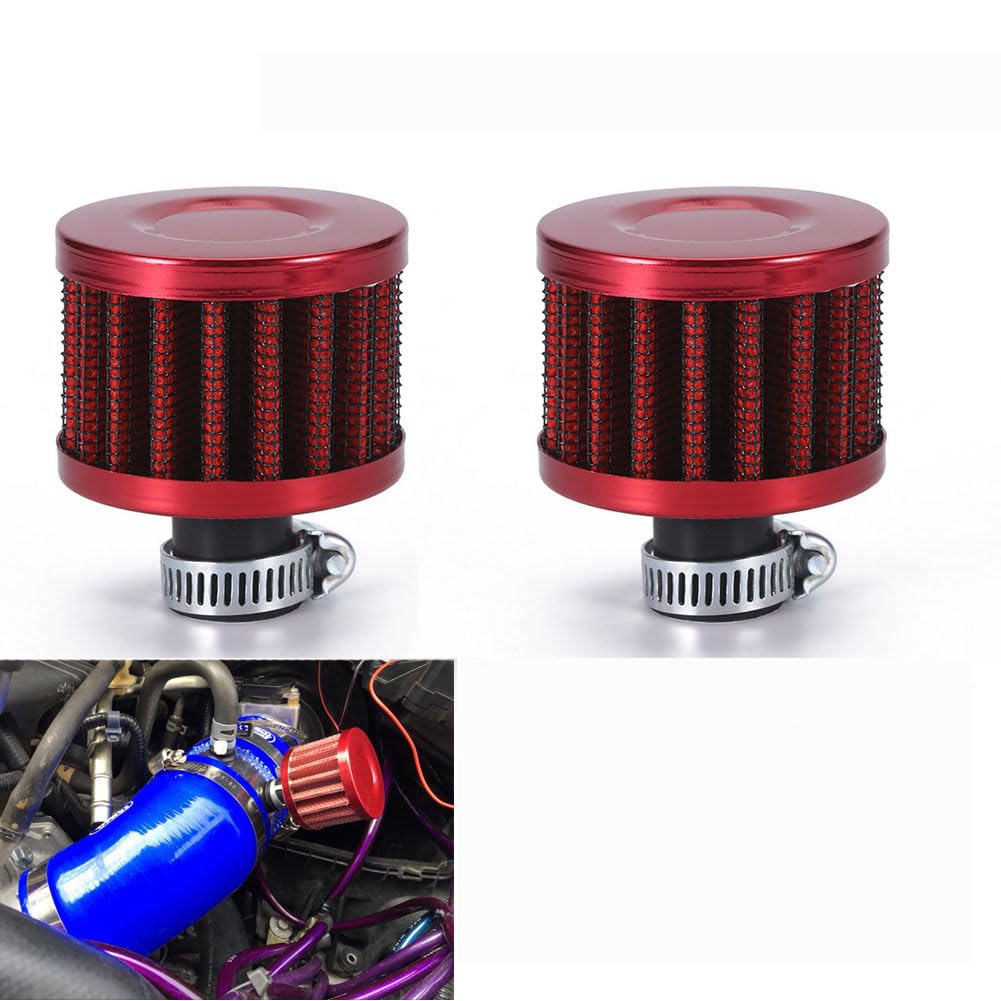 2 x 12mm Motorrad Luftfilter，Mini Air Intake Luftfilter Ansaugclip Gummi Sportluftfilter Ansaugluftfilter für Motorrad Auto schwarz (Red) von WENJING