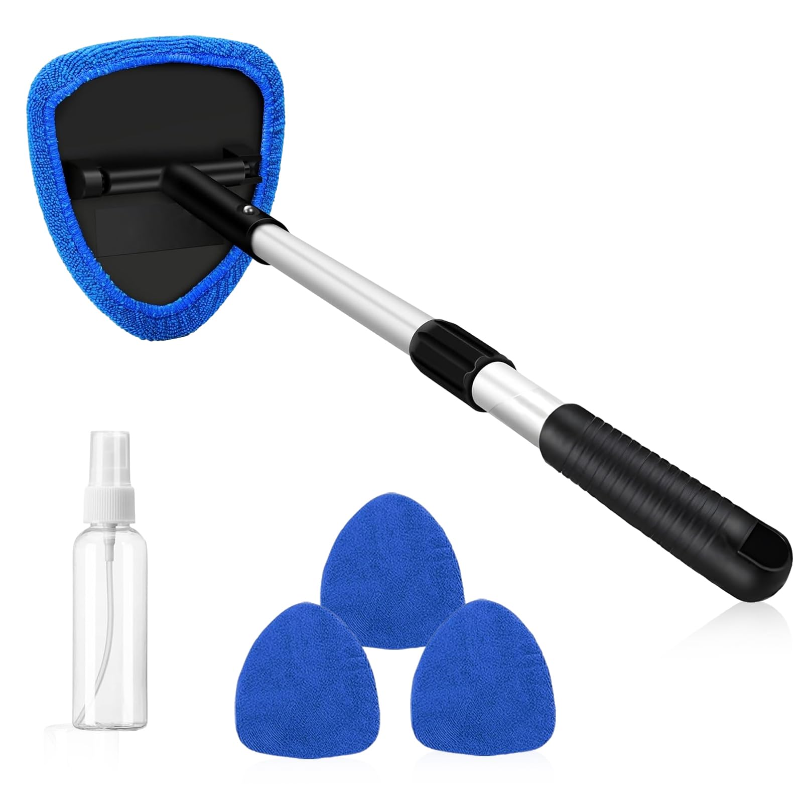 WENJIO Windschutzscheiben Reiniger 5-teiliges Set, Auto Fensterreiniger mit 1 Teleskopstange, 3 Mikrofaserpads und 1 Sprühflasche, Ideal für Autoscheiben und Fensterreinigung im Haushalt WENJIO Windschutzscheiben Reiniger 5-teiliges Set, Auto Fensterreiniger mit 1 Teleskopstange, 3 Mikrofaserpads und 1 Sprühflasche, Ideal für Autoscheiben und Fensterreinigung im Haushalt von WENJION