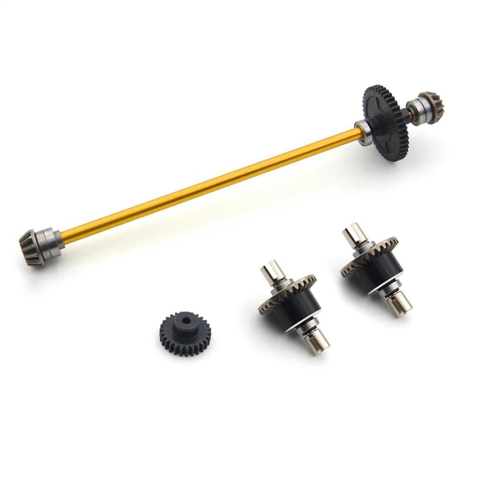 WERGHHG Für WLtoys 144002 144010 144001 1/14 Metall Upgrade 27T Motor Getriebe Zentrale Antriebswelle Montage RC Auto Teile Modifikation Zubehör RC-Cars-Upgrade Teile(Yellow,Size 2) von WERGHHG