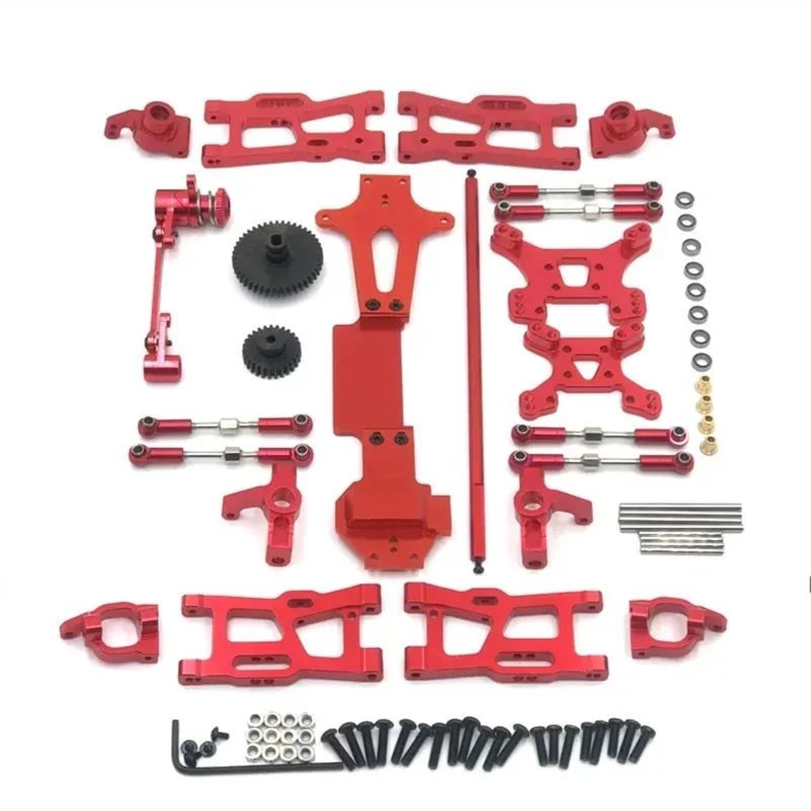 WERGHHG Für Wltoys 144001 144002 144010 1/14 Metall Upgrade Teile Kits Schaukel Arm Link Stange Lenkung Block Tasse Antriebswelle Lager RC Auto Zubehör RC-Cars-Upgrade Teile(Red) von WERGHHG