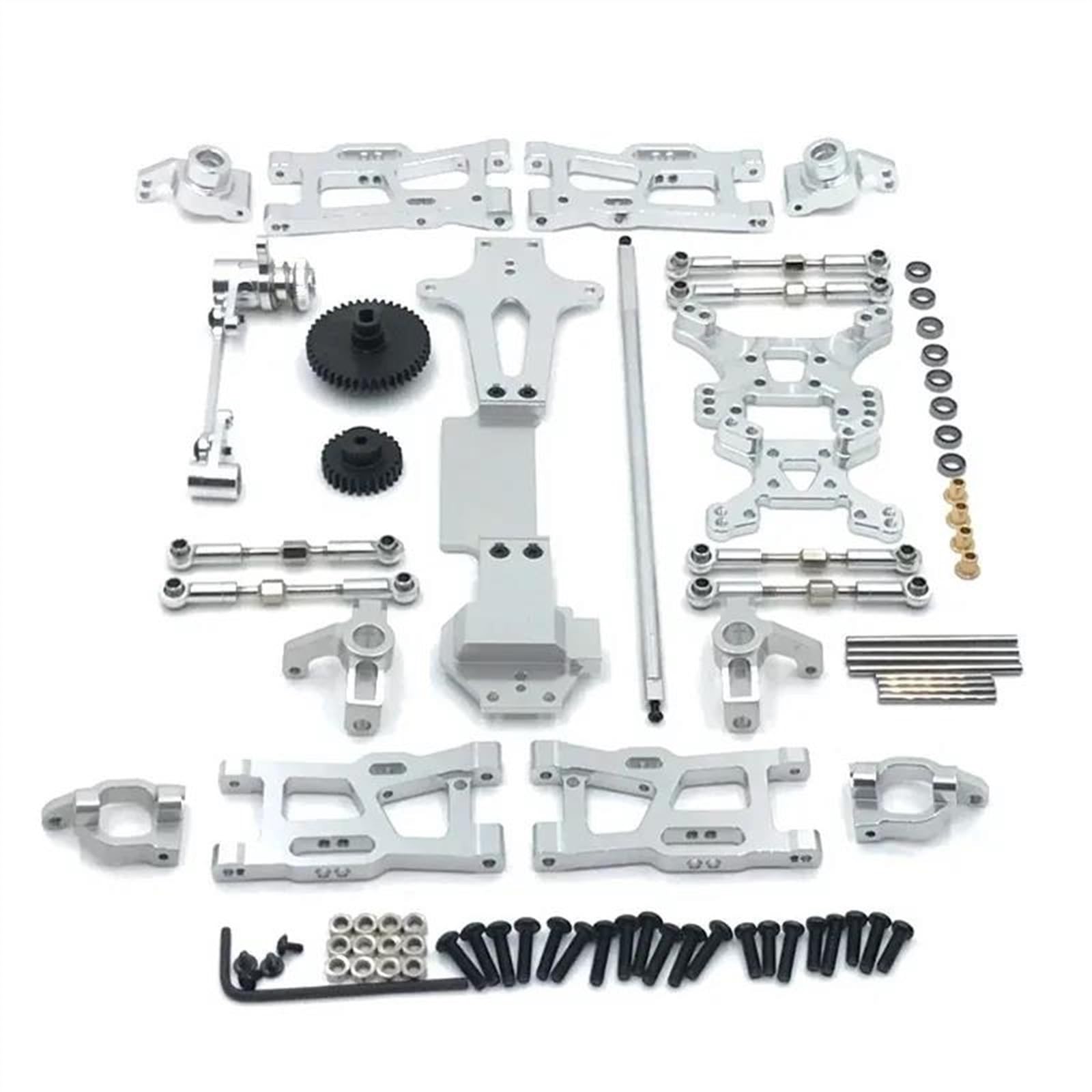WERGHHG Für Wltoys 144001 144002 144010 1/14 Metall Upgrade Teile Kits Schaukel Arm Link Stange Lenkung Block Tasse Antriebswelle Lager RC Auto Zubehör RC-Cars-Upgrade Teile(Silver) von WERGHHG