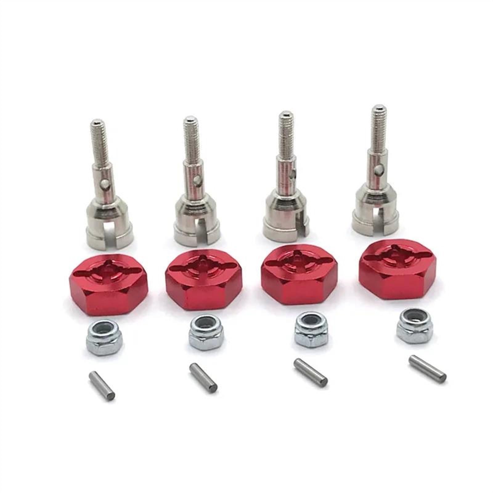 WERGHHG Für Wltoys A949 A959 A959-B A969 A979 K929 1/18 Metall Antriebswelle Rad Achse Tasse Und 12mm Rad Hex Adapter Ersatz RC Auto Upgrade Teile RC-Cars-Upgrade Teile(Red) von WERGHHG