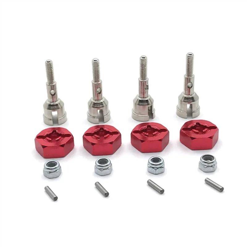 WERGHHG Für Wltoys A949 A959 A959-B A969 A979 K929 1/18 Metall Antriebswelle Rad Achse Tasse Und 12mm Rad Hex Adapter Ersatz RC Auto Upgrade Teile RC-Cars-Upgrade Teile(Red) von WERGHHG
