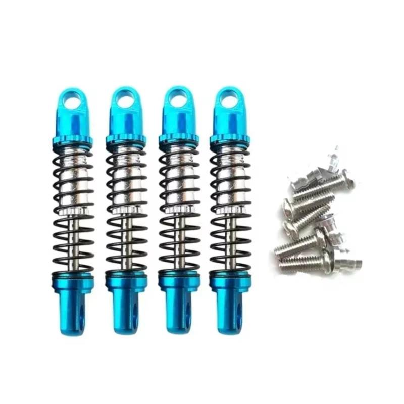 WERGHHG RC Auto Stoßdämpfer Kompatibel Mit Jimny 1/16 Fernbedienung Auto Upgrade Teile Ersatz Zubehör 4Pcs Metall Stoßdämpfer Dämpfer(Blue) von WERGHHG