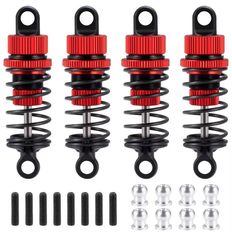 WERGHHG RC Auto Stoßdämpfer Kompatibel Mit Tamiya Für TT02 1/10 Fernbedienung Drift Auto Upgrade Teile 4 Stück Aluminiumlegierung Öl Stoßdämpfer(Red) von WERGHHG