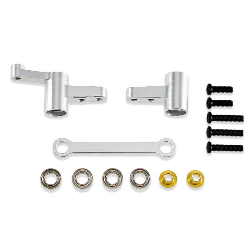 WERGHHG RC-Cars-Upgrade Teile Für MJX Für Hyper Go 14209 14210 H14BM 1/14 RC Auto Metallbeschläge Lenkung Mit Lager RC Auto Upgrade Teile Zubehör(Silver) von WERGHHG