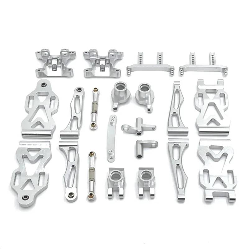 WERGHHG RC-Cars-Upgrade Teile Für SCY 16101 16102 16106 16201 Q130A Q130B Q141 Q117 1/16 RC Metall Upgrade Teile Kit Vorderen Und Hinteren Arm Lenkung Tasse Modifizierte Teile(Silver) von WERGHHG