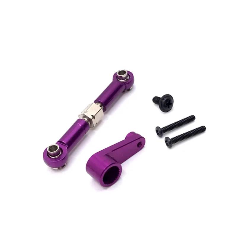 WERGHHG RC-Cars-Upgrade Teile Für WLtoys 1/14 144010 144001 144002 1/12 124016 124017 124018 124019 RC Auto Modifikation Teile Metall Lenkgetriebe Hebel & Lenkgetriebe Arm(Purple) von WERGHHG