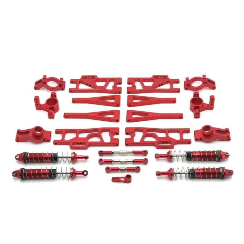 WERGHHG RC-Cars-Upgrade Teile Für WLtoys 104009 12402-A 12409 RC Teile Metall Upgrade Refit C-Sitz Lenkung Tasse Schaukel Arm Stoßdämpfer Set(Red) von WERGHHG