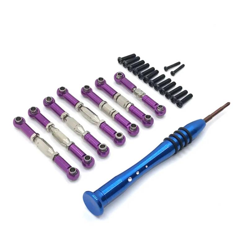 WERGHHG RC-Cars-Upgrade Teile Für Wltoys 144002 144001 124016 124017 124018 124019 RC Auto Metall Verknüpfung Servo Pull Spurstange Set RC Auto Upgrade Teile(Purple) von WERGHHG