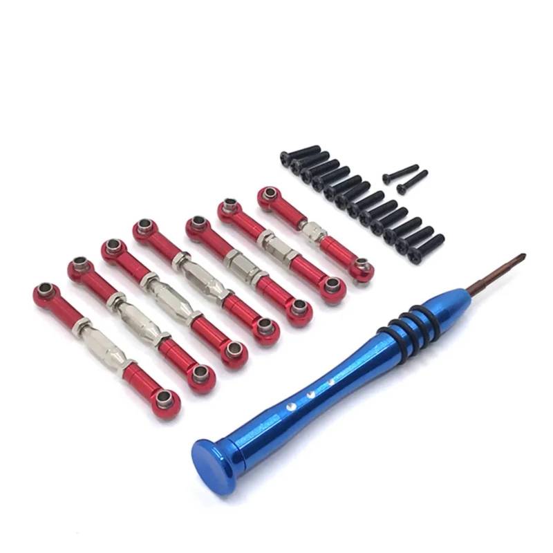 WERGHHG RC-Cars-Upgrade Teile Für Wltoys 144002 144001 124016 124017 124018 124019 RC Auto Metall Verknüpfung Servo Pull Spurstange Set RC Auto Upgrade Teile(Red) von WERGHHG