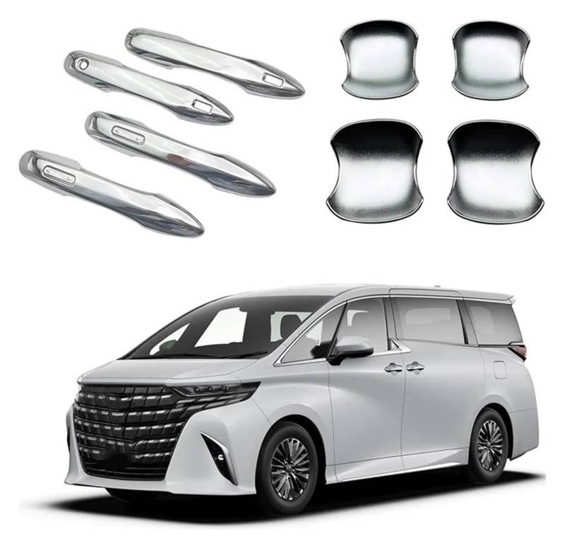 Auto Außentürgriffabdeckung Für T&oyota Für Alphard Für Vellfire 40 Serie 2023 2024 Auto Styling Außentür Griff Abdeckung Türgriff Bowl Trim(Silver Package) von WERKFNKBNH