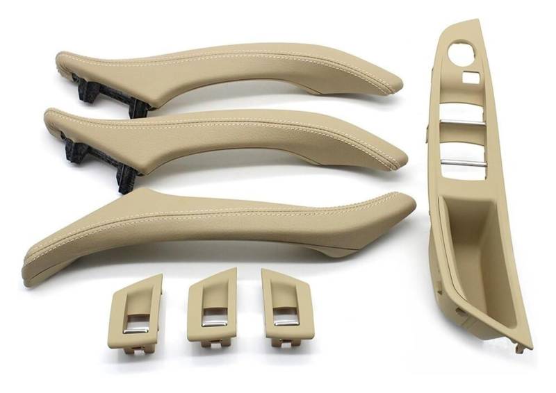 Auto Innere Türgriffverkleidung Für 5er F10 F11 523i 525i 528i 530 Autoinnenraum Ledertürgriffbaugruppe RHD-Fahrer 7-teiliges Set(Model B Beige) von WERKFNKBNH