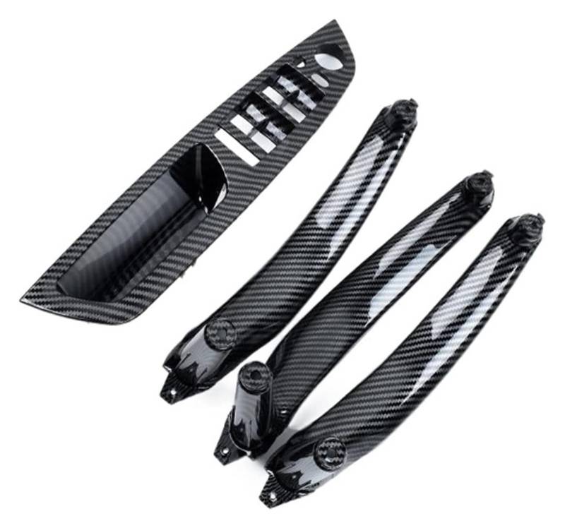 Auto Innere Türgriffverkleidung Für E70 E71 X5 X6 2007-2014 Auto Armlehne Links Vorne LHD Innentürgriff Innenverkleidung Pull Trim Cover(Carbon Fiber 4pcs) von WERKFNKBNH