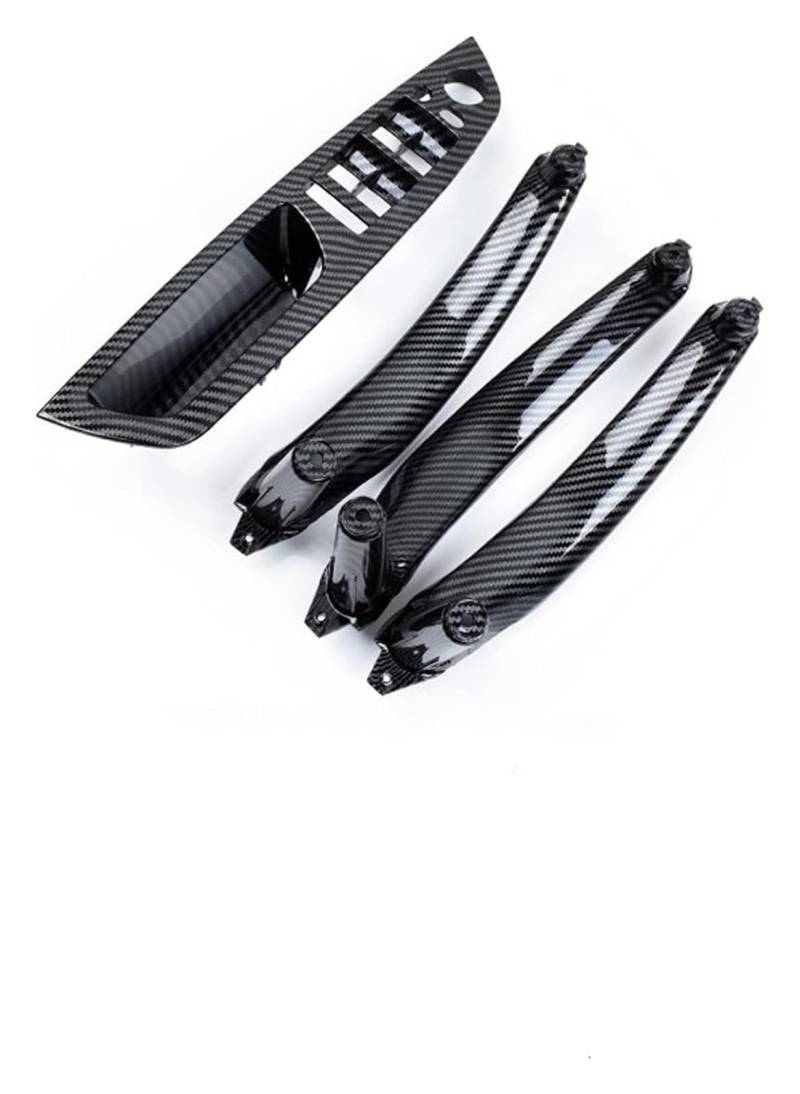Auto Innere Türgriffverkleidung Für E70 E71 X5 X6 2007-2014 Auto Links Vorne Fahrersitz LHD Innentürgriff Innenverkleidung Pull Trim Cover(Carbon Fiber 4pcs) von WERKFNKBNH